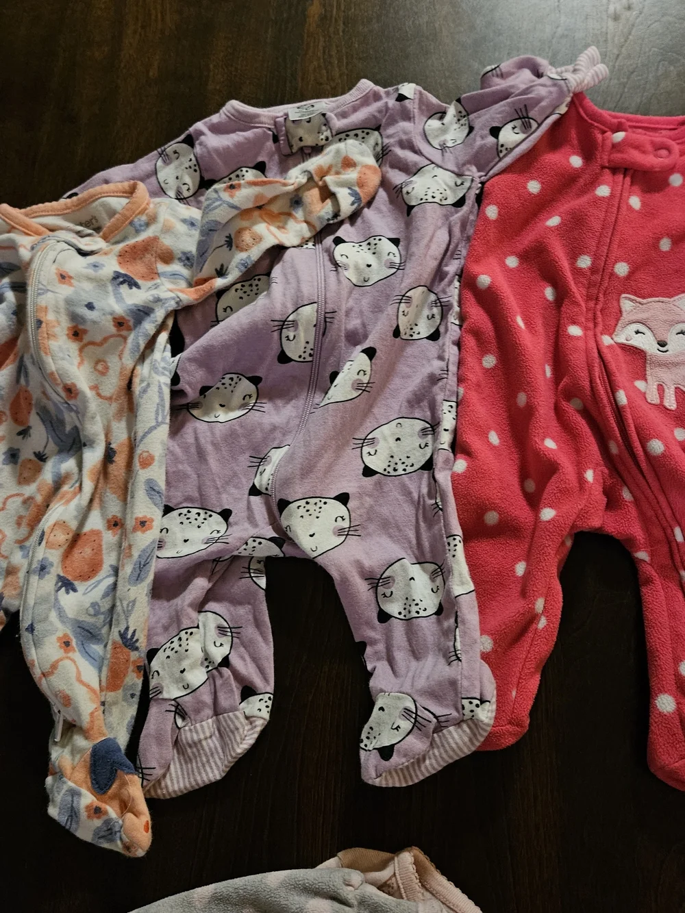 Carter's Mixed Color & Print Baby Footed One-Pieces - Pink, Purple, Gray, Cream